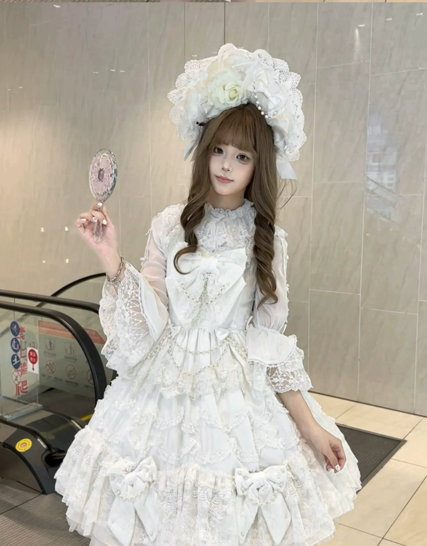 Mengfuzi - Dream Paradise - Chiffon Sweet Lolita Blouse With Half Princess Sleeves