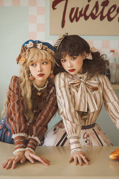 Miss Point - Chocolate Daily Light Sweet Stripe Lolita Blouse