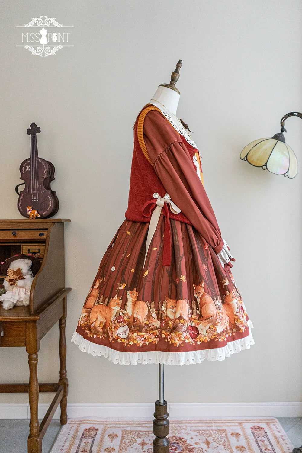 Miss Point - Chubby Fox in the Forest - Kawaii Lolita Vest Customized Lolita Sweater