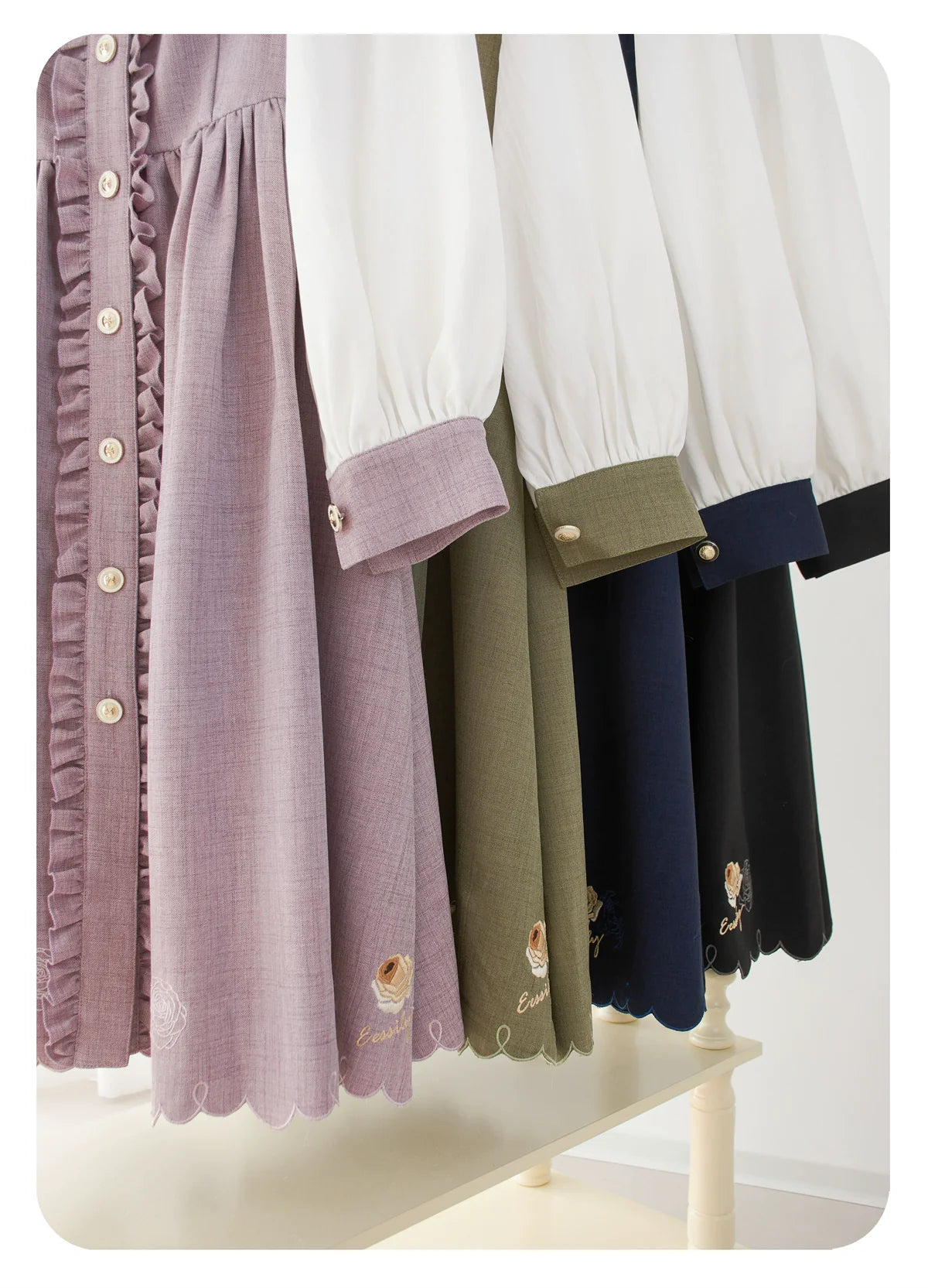 EESSILY - Window Rose - Classic Lolita OP Front Buttoned Embroidery Lolita Dress