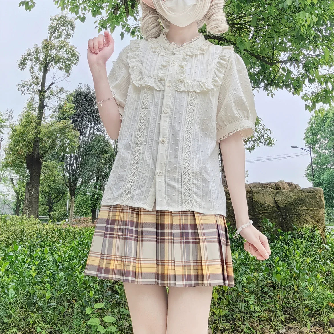 DMFS Lolita - Sweet Lolita Blouse Cotton Summer Short Sleeve Shirt