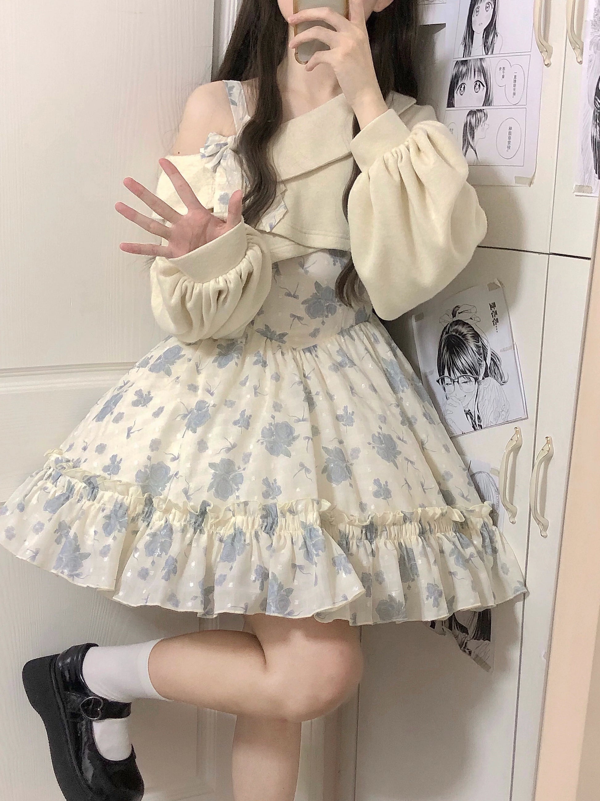 KuMa Lolita - Twilight Rose - Sweet Lolita Dress Sweater and JSK