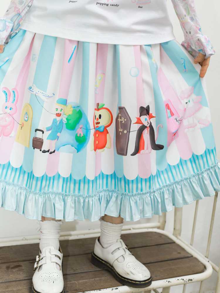 Hand-drawn printed skirt【s0000010071】