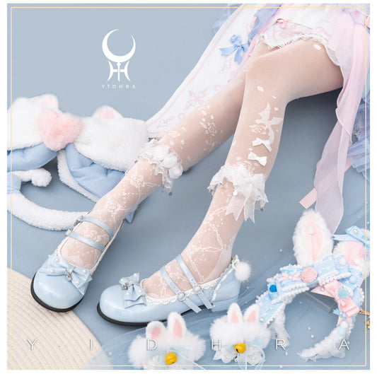 Yidhra - Nightingale and Rose - Elegant Lolita Stereo Flower Thin Tights
