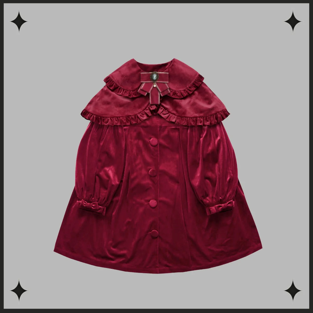 Dark Star Island - Winter Lolita Cape Velvet Antique Lolita Coat