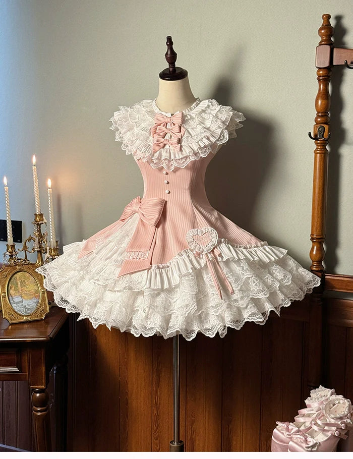 Alice Girl - Arrogant Miss - Sweet Lolita Jumper Dress with Tiered Lace Dress