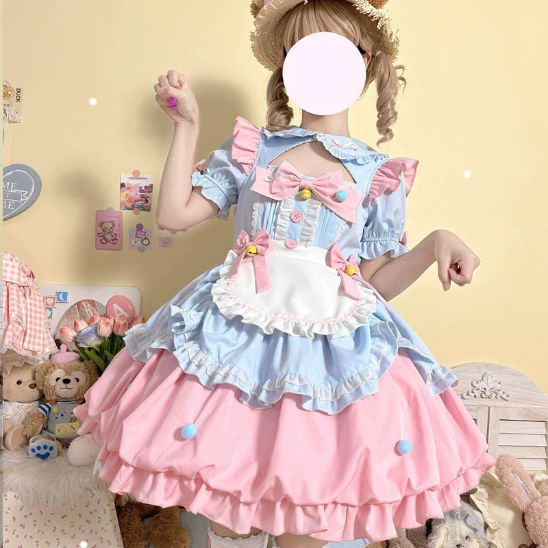 Hanguliang - Cute Maid Lolita Apron OP Dress