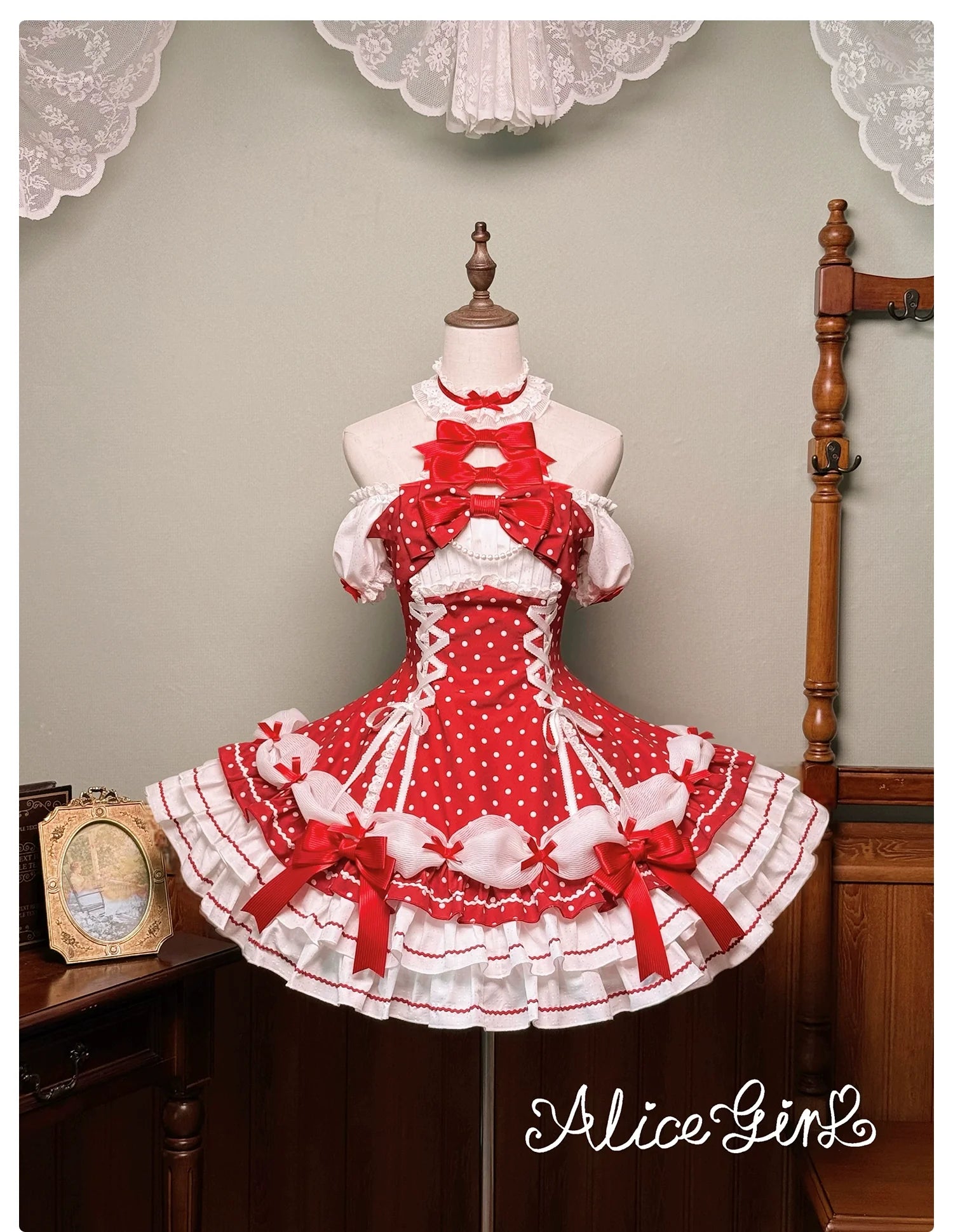 Alice Girl - Old School Polka Dots - Halter Neck Sweet Lolita OP Dress