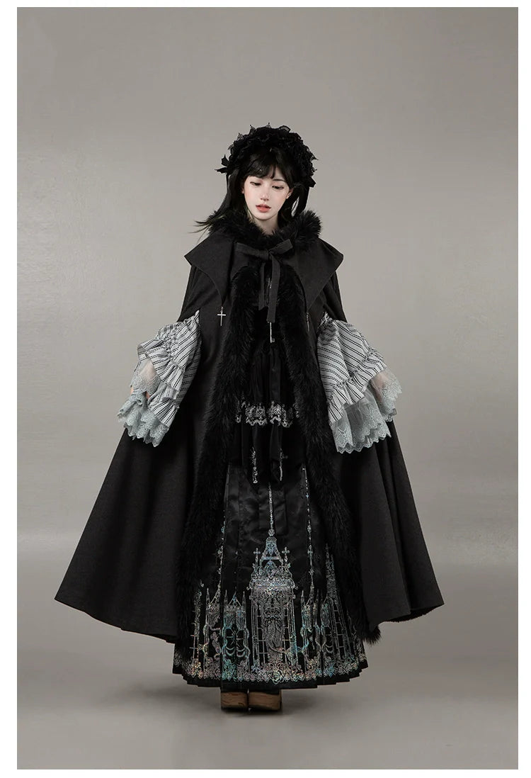 With PUJI - Letter and Poetry ﾂｷ Raven's Night Song - Gothic Lolita Black Cloak