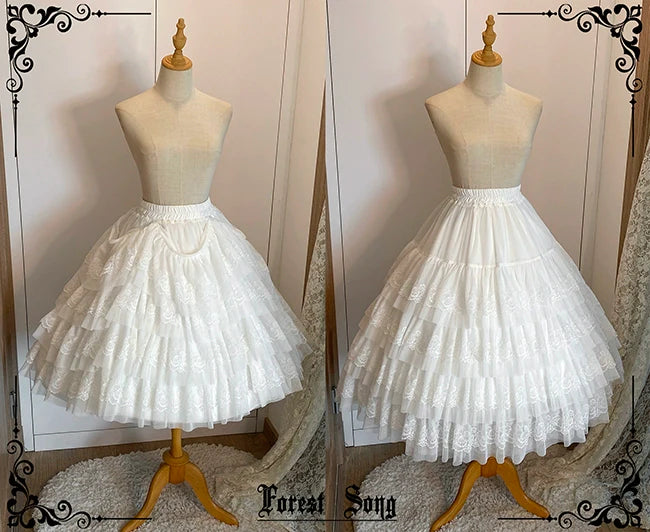 Forest Song - Star and Sea - Classic Lolita Petticoat Adjustable Tiered Ruffle Skirt