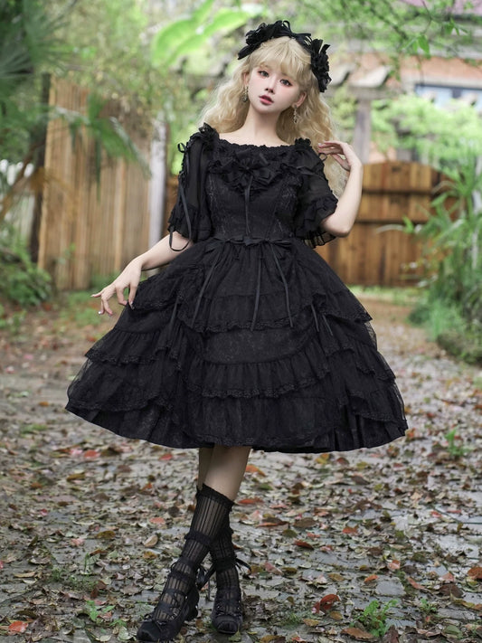 Eieyomi - Iris Love - Gothic Princess Lolita JSK Dress + Elegant Chiffon Top