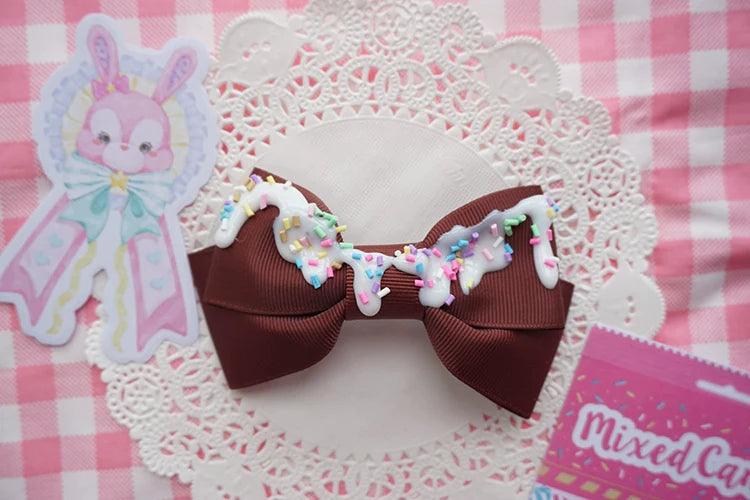 Cat Tea Party - Handmade Sweet Lolita Bow Hair Clip Cute Imitation Cream Cake