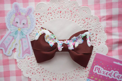 Cat Tea Party - Handmade Sweet Lolita Bow Hair Clip Cute Imitation Cream Cake