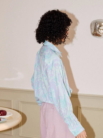 Butterfly print loose long sleeve shirt【s0000006553】