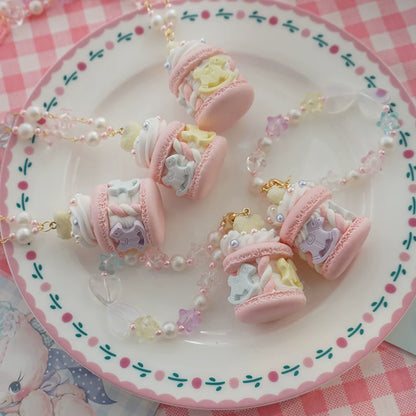 Cat Tea Party - Sweet Lolita Necklace Carousel Cream Macaron Bag Pendant