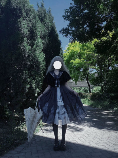 Cornfield Lolita - Silent Church - Gothic Lolita JSK Dress Printed Dress Thin Shawl Set