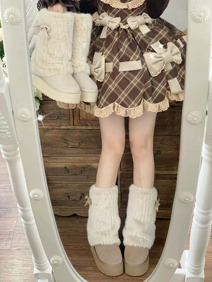 Pure Tea For Dream - Winter Love Song - Winter Lolita Mid-Calf Boots Plush Snow Boots Thick Sole