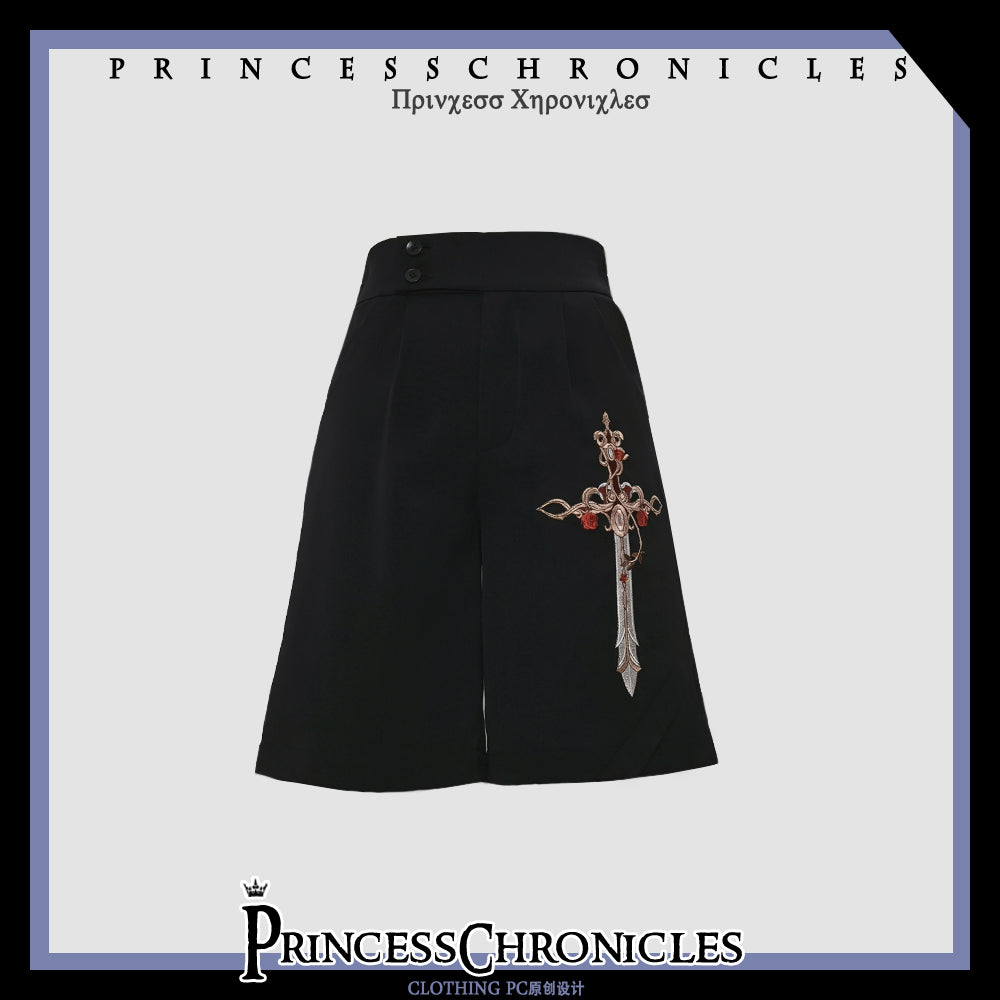 Princess Chronicles - Night Instructions - Ouji Lolita Embroidery Shorts