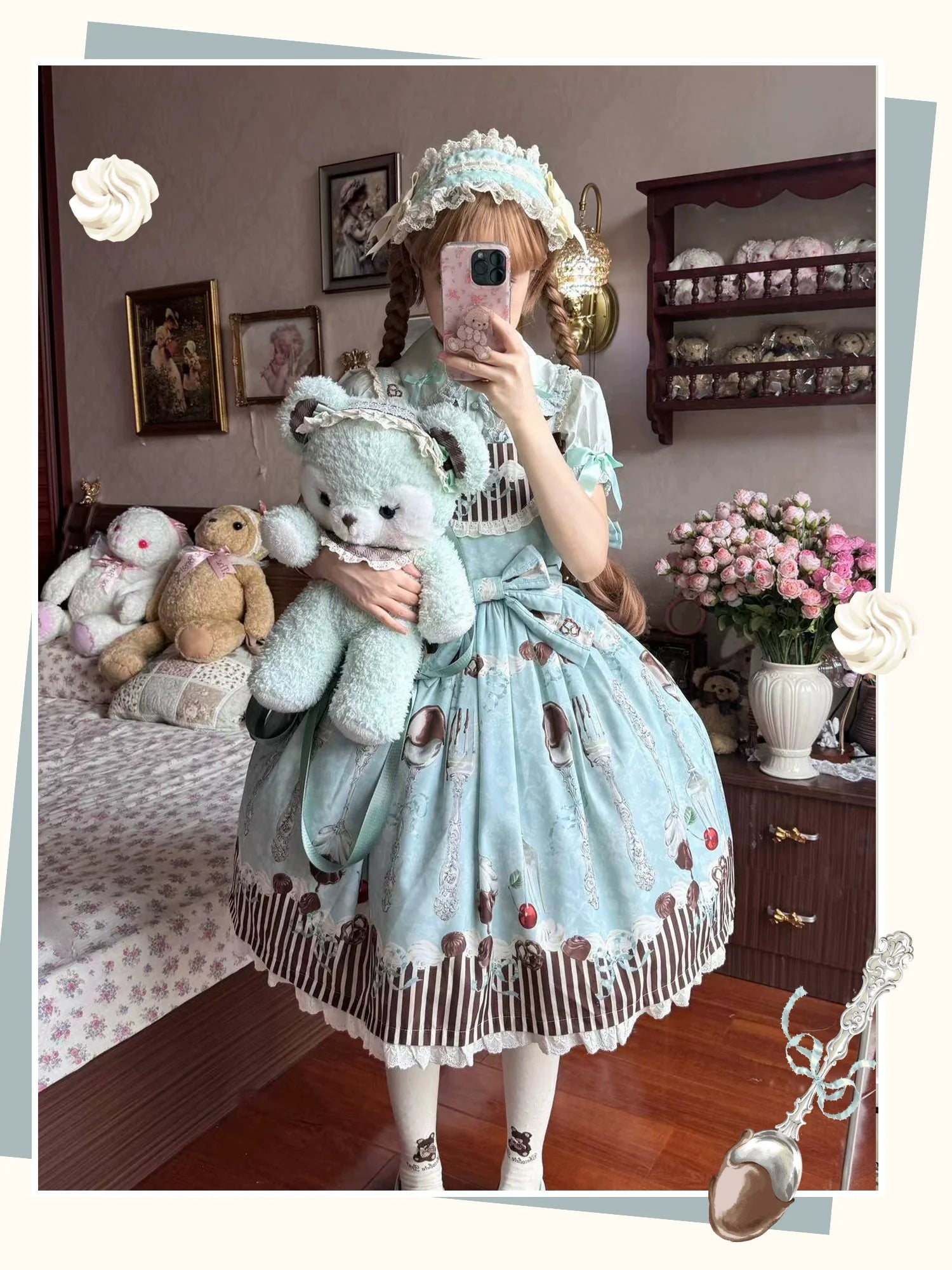 Sweet Dream Sheep - Sweet Dessert - Green Lolita Jumper Dress Lolita Headwear