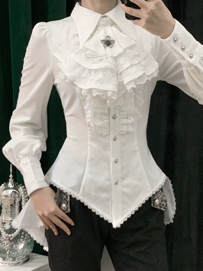Little Dipper - Cold Rice - Ouji Lolita Shirt With Spiderweb Pattern in Several Versions