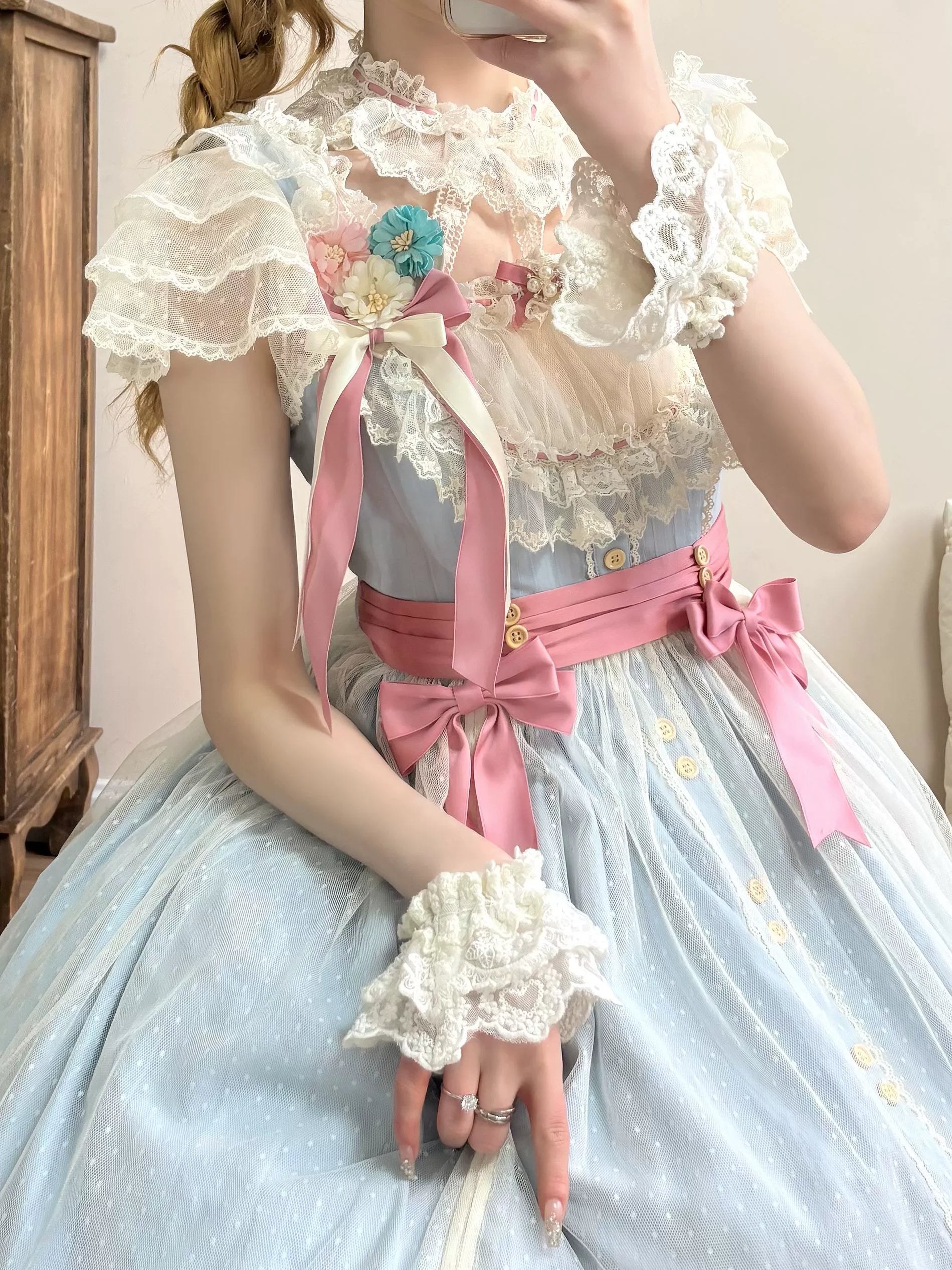Uncle's Workshop - Fluttering Cherry Spring Strings - Cotton Sweet Lolita JSK Dress