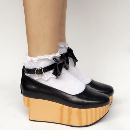 The Seventh Sense - Japanese Style Wooden Platform Wa Lolita Shoes