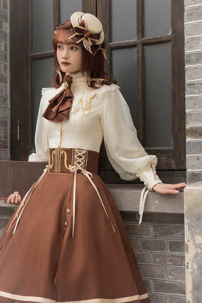 Miss Point - Golden Movement - Elegant Lolita Fishbone Skirt Customized