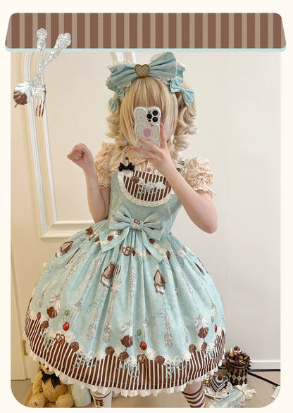 Sweet Dream Sheep - Sweet Dessert - Green Lolita Jumper Dress Lolita Headwear