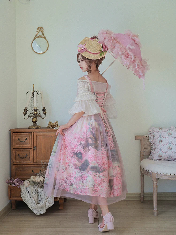 Balladeer - Classic Lolita Shirt Puff Sleeves Open Shoulder Blouse