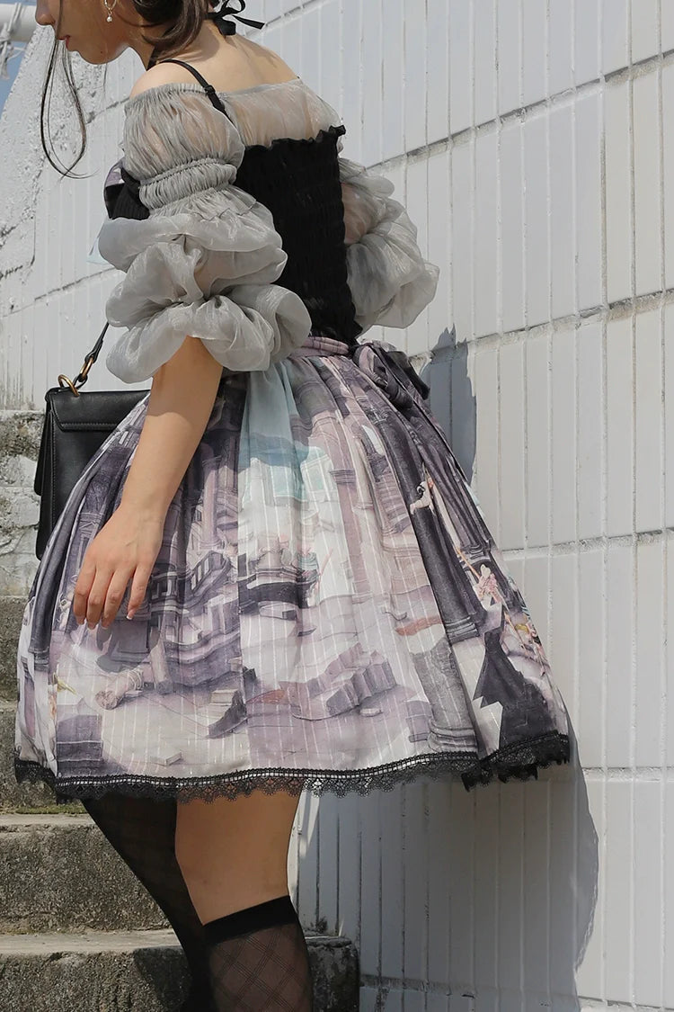 Balladeer - Classic Lolita Shirt Puff Sleeves Open Shoulder Blouse