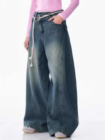 High waist slim wide leg jeans【s0000010175】