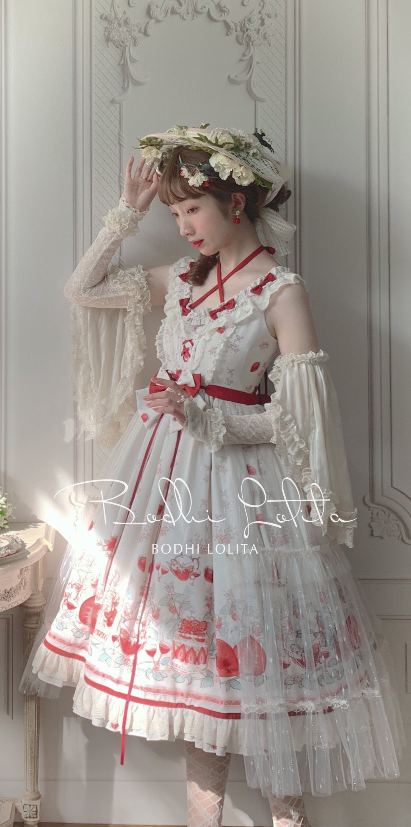 Bodhi Lolita - Strawberry Fruit Tea SP - Apricot Sweet Lolita Jumper Dress