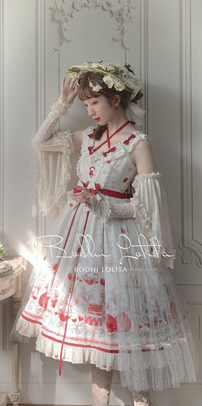 Bodhi Lolita - Strawberry Fruit Tea SP - Apricot Sweet Lolita Jumper Dress