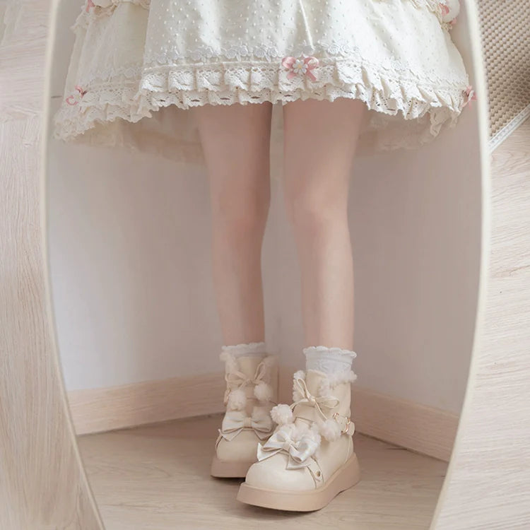 Beauty Bunny - Milk Bear - Winter Lolita Shoes Thick Sole Fleece Snow Boots