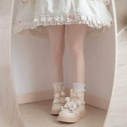 Beauty Bunny - Milk Bear - Winter Lolita Shoes Thick Sole Fleece Snow Boots