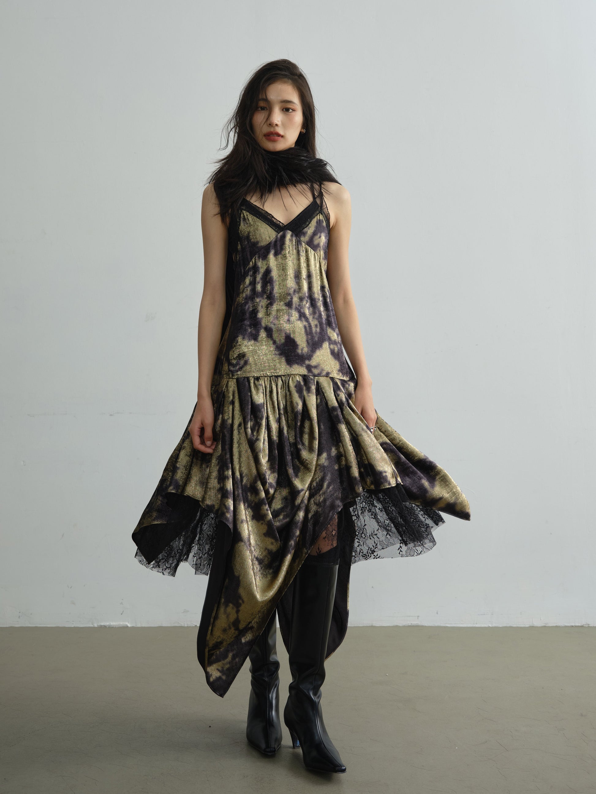 Draped Pleated Gilding Suspender Dress