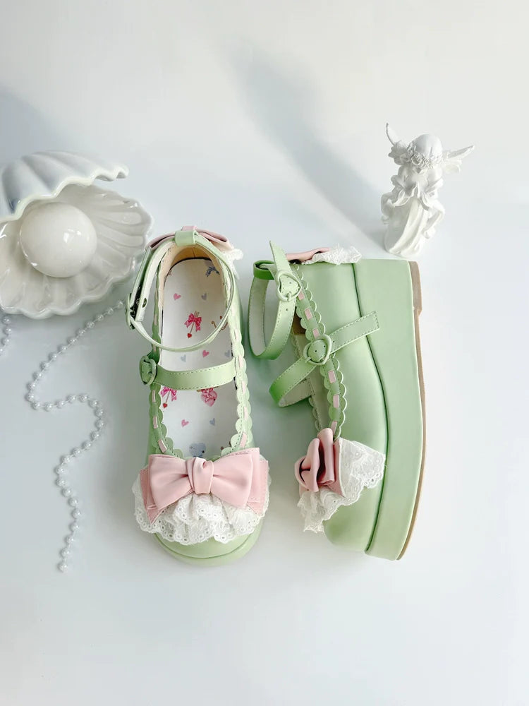 Jiujiu Lolita - Milky Puff - Sweet Lolita Heels Shoes, Round Toe With Petite Wedge