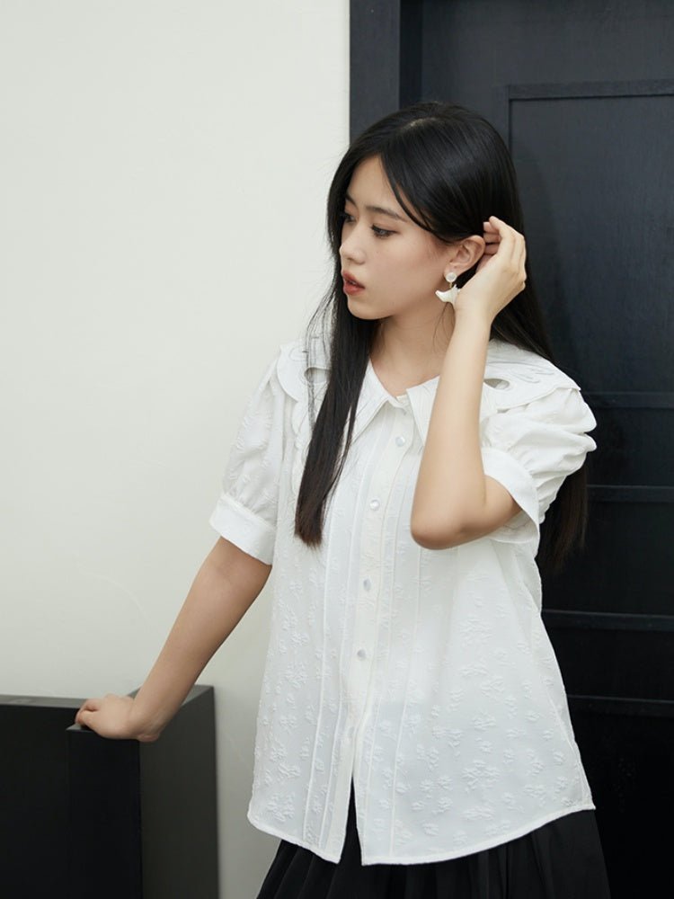 Embroidered Butterfly Lapel Blouse【s0000001736】