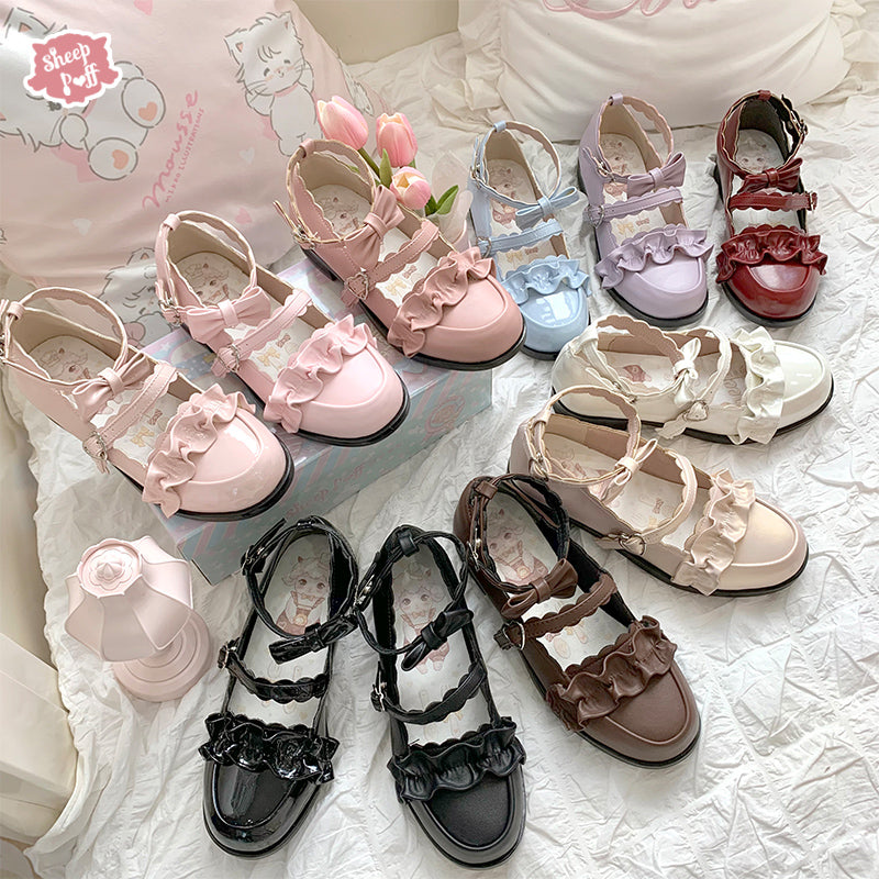 Sheep Puff - Kawaii Lolita Shoes Multicolors