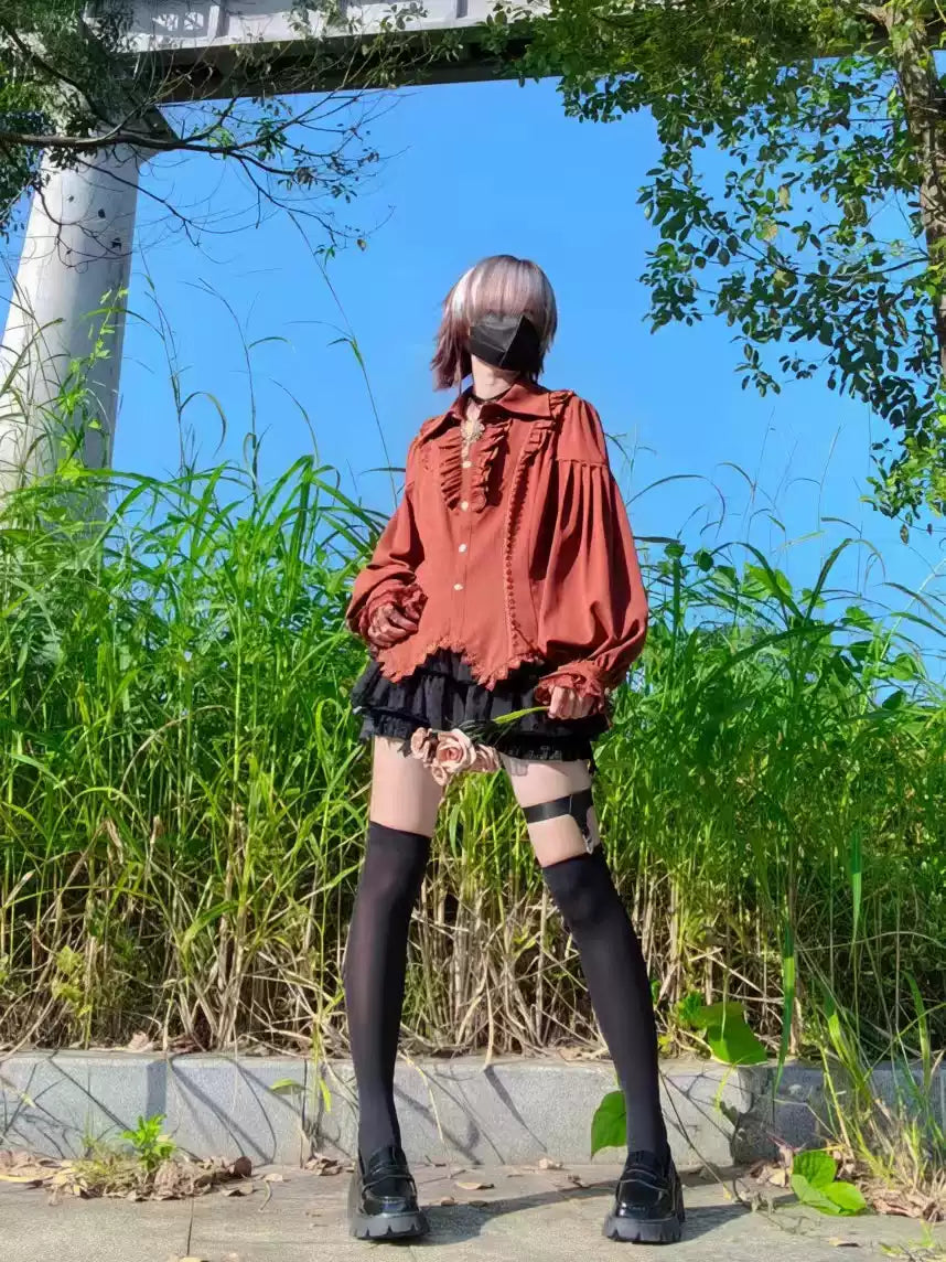 DMFS Lolita - Night Banquet - Pointed Collar Classic Lolita Shirt, Long Sleeve