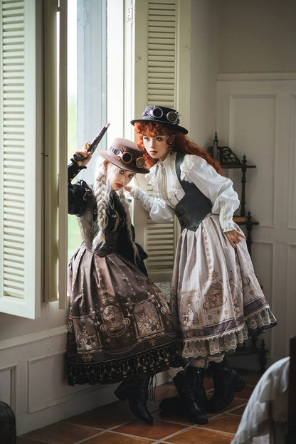 Miss Point - Demon Hunting Notes - Fishbone Gothic Lolita Skirt