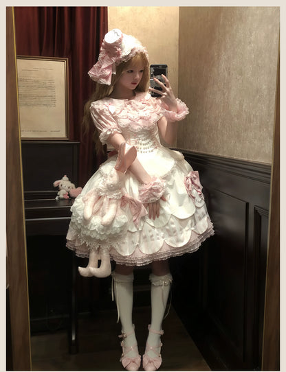 TaTaTa Lolita - Pearl Princess - Old School Lolita Jumper Dress Outfit, Petal Hem