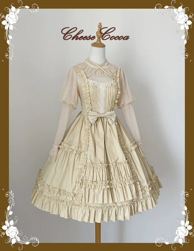 Cheese Cocoa - Doll Story - Cotton Lolita JSK Dress Open Front Kawaii Shirt