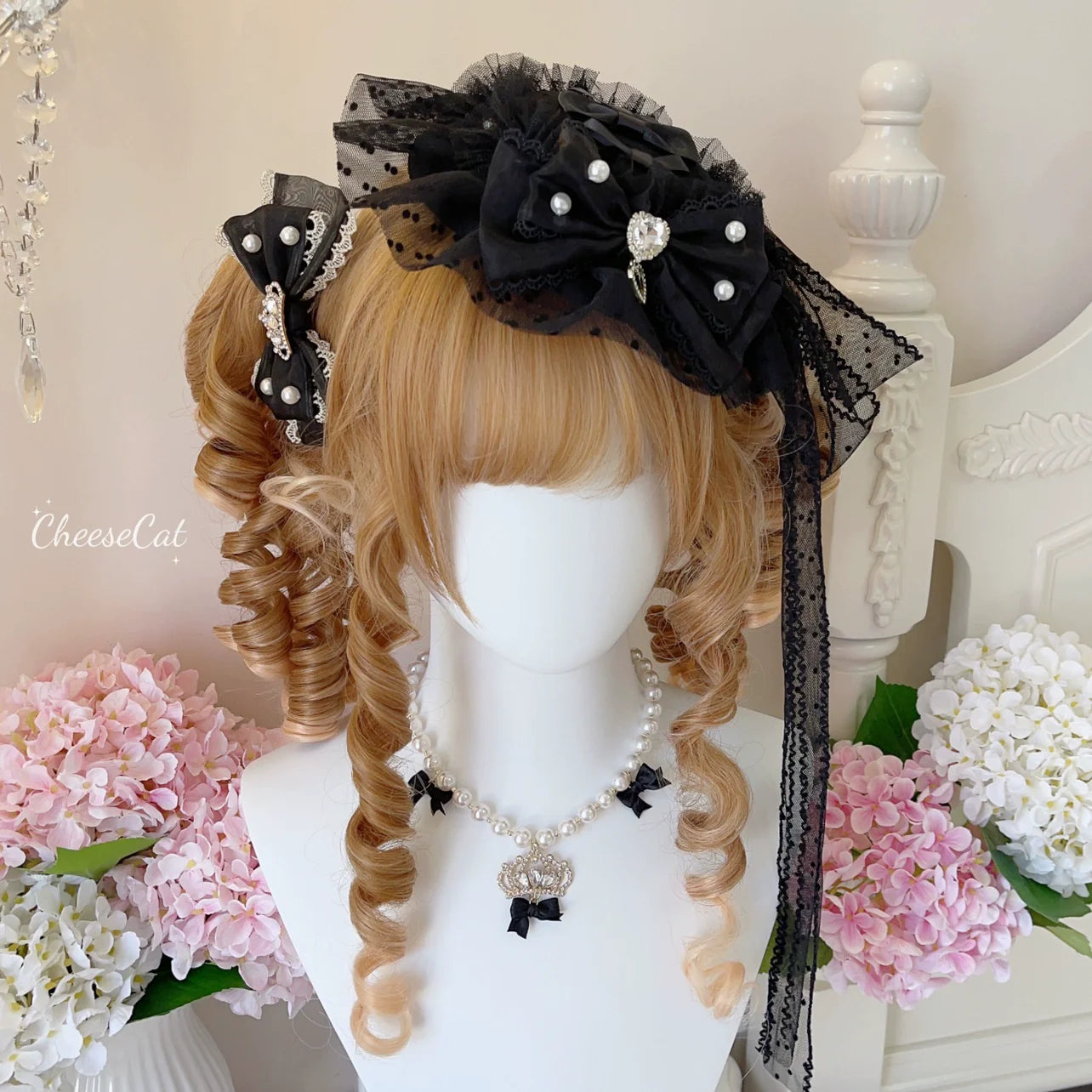 CheeseCat - Handmade Gothic Lolita Hat Anthony Cake Bow Lolita Hearwear