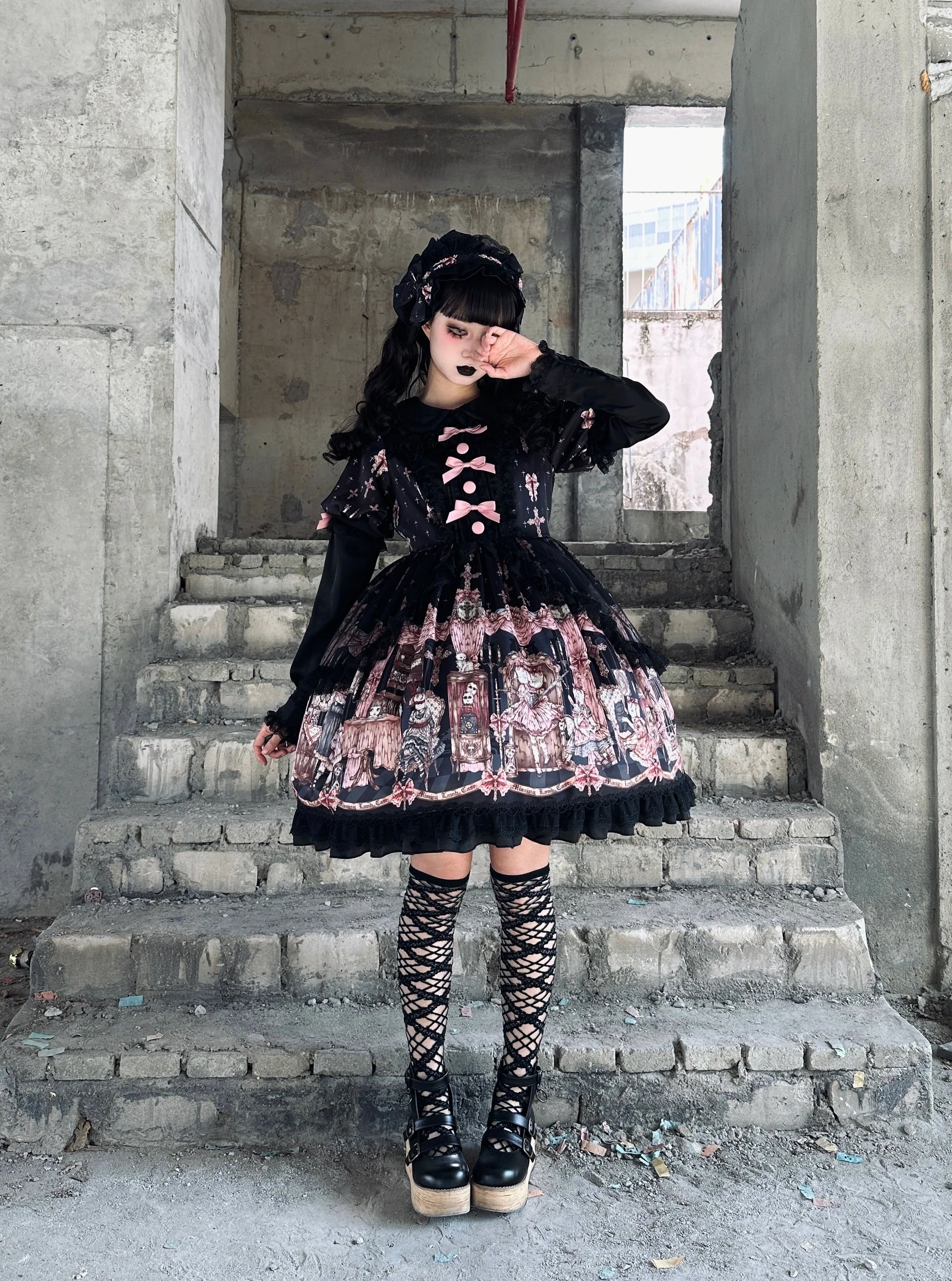 Uncle's Workshop - Missing Lamb Case - Gothic Lolita Dress Set with Sheep Prints