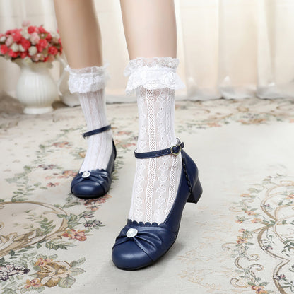 Sosic - Shell Dew - Sweet Lolita Bow Round Toe Shoes