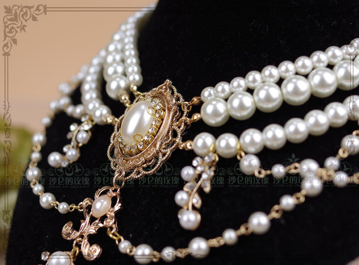 Rose of Sharon - Baroque Layered Pearl Lolita Necklace