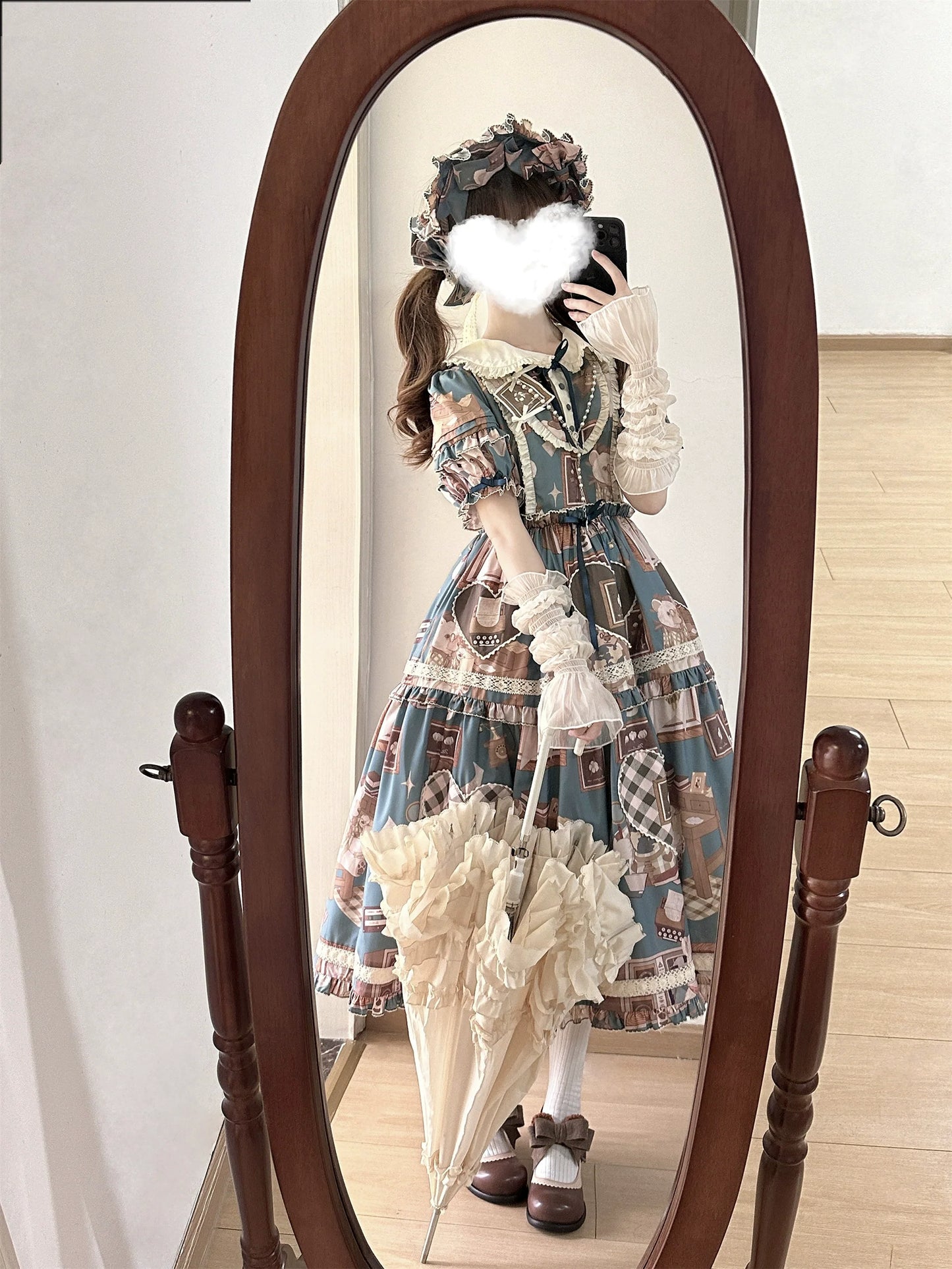 Babyblue - Gretel Bear - Vintage Lolita Dress Teddy Bear Prints Dress