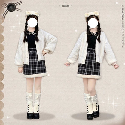 Dolly Doll - Winter Lolita Boots Fur Mary Jane Lolita Low Heel Shoes