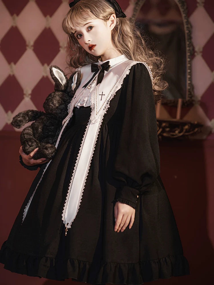Sweet Date - Gothic Lolita Dress Black Nun OP for Halloween